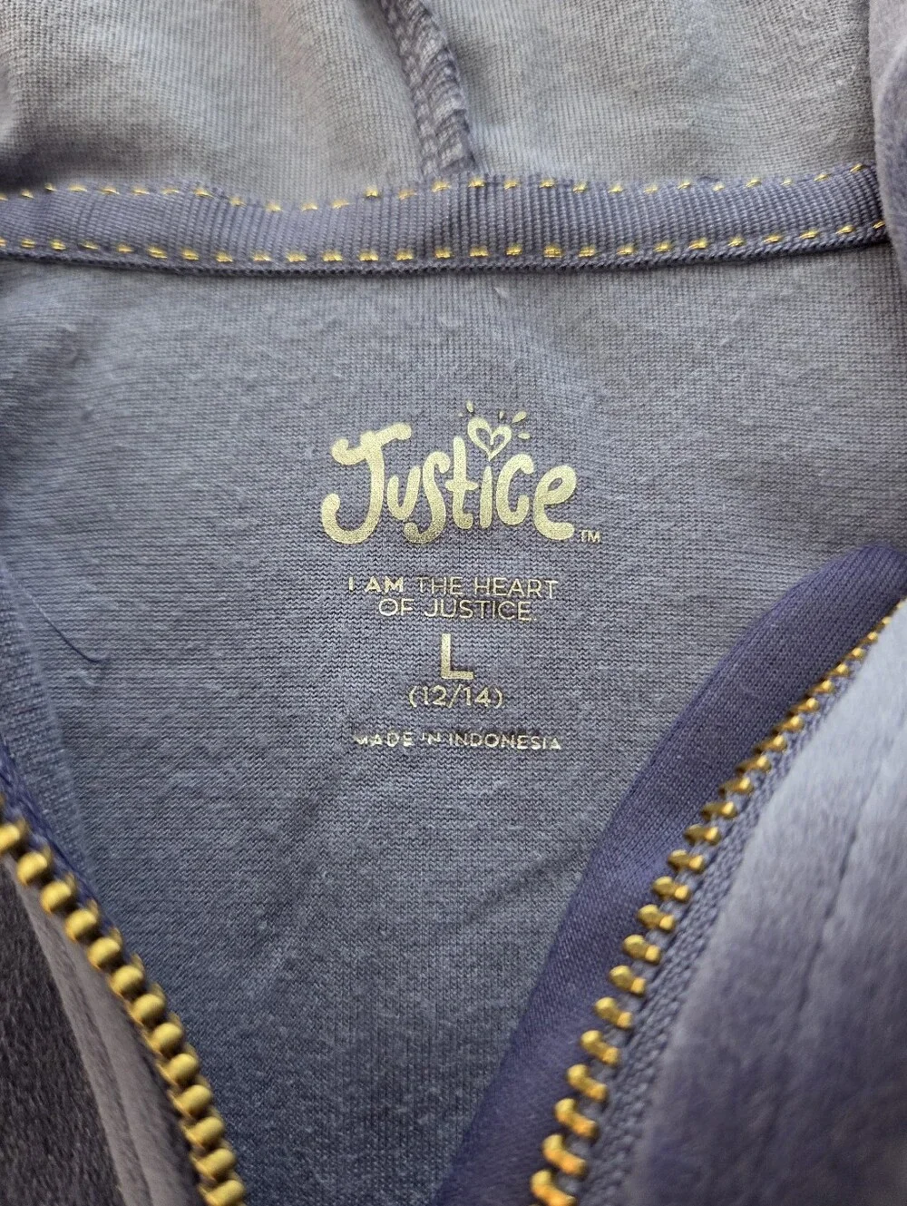 Justice Blue Velour Zip Up Hoodie Track Suit Girls Size L 12/14